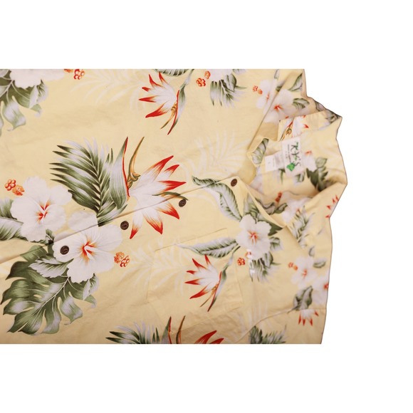 KY'S Hawaiian button down shirt‎ size large yellow floral - Picture 1 of 5